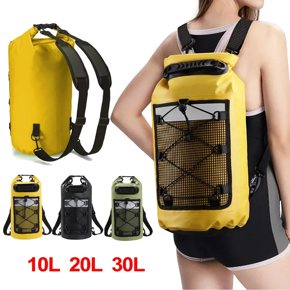 Waterproof PVC Dry Bag Backpack - 10L/20L Shoulder Bag for Kayaking, Trekking, Rafting, Surfing & Boating