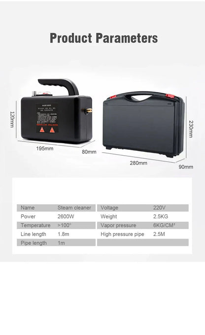 High-Temperature Steam Cleaner for Home Appliances – Sterilization, Kitchen Hood & Car Cleaner, US/EU Plug