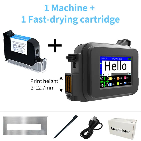 Iottim 12.7mm Mini Portable Inkjet Printer – Handheld Date, QR Code, Logo & Batch Number Printer for Small Business Labeling