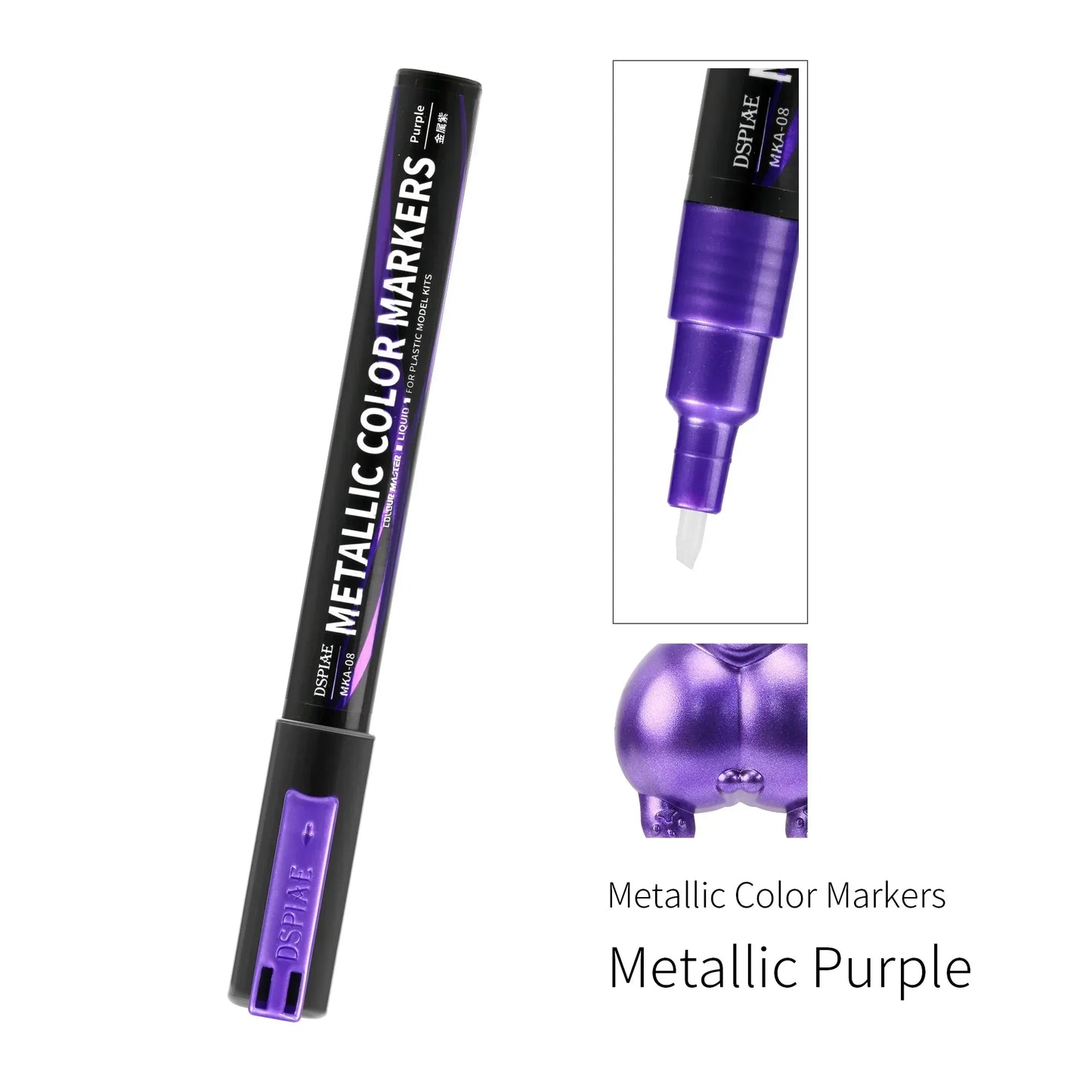 DSPIAE MKA Super Metallic Brush Pen – 12 Water-Based Colors with Soft Tip for Gundam & Mecha Model DIY Hobby
