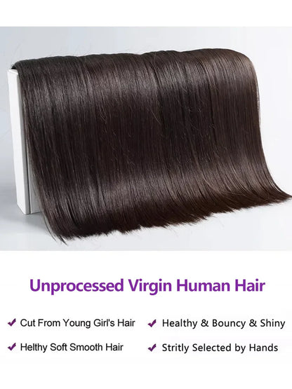 30-34 Inch Bone Straight Human Hair Bundles – Natural Black Remy Unprocessed Virgin Hair Extensions, 3-4 Bundle Deals