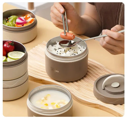 Insulated Stainless Steel Lunch Box Set - Microwavable Bento Box with Leakproof Thermal Lunch Bag, Portable Food Container
