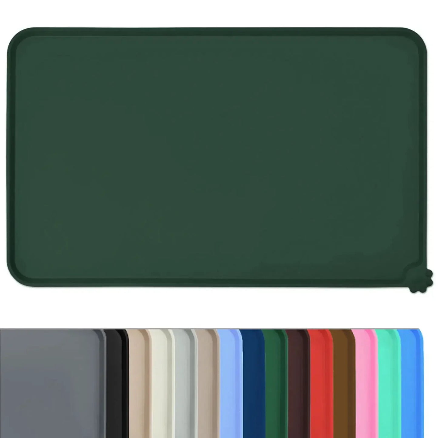 Waterproof Silicone Pet Food Mat – Non-Slip High-Lipped Feeding Bowl Mat for Cats & Dogs, Non-Stick Floor Protector Pad
