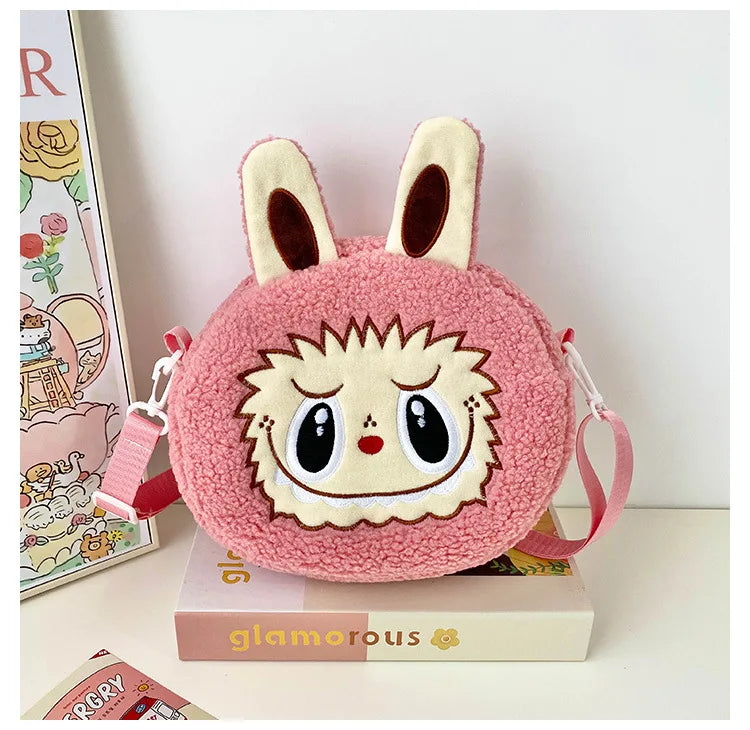 Labu Cartoon Crossbody Plush Bag – Kids Backpack & Shoulder Bag Doll Change Purse, Perfect Gift for Girls