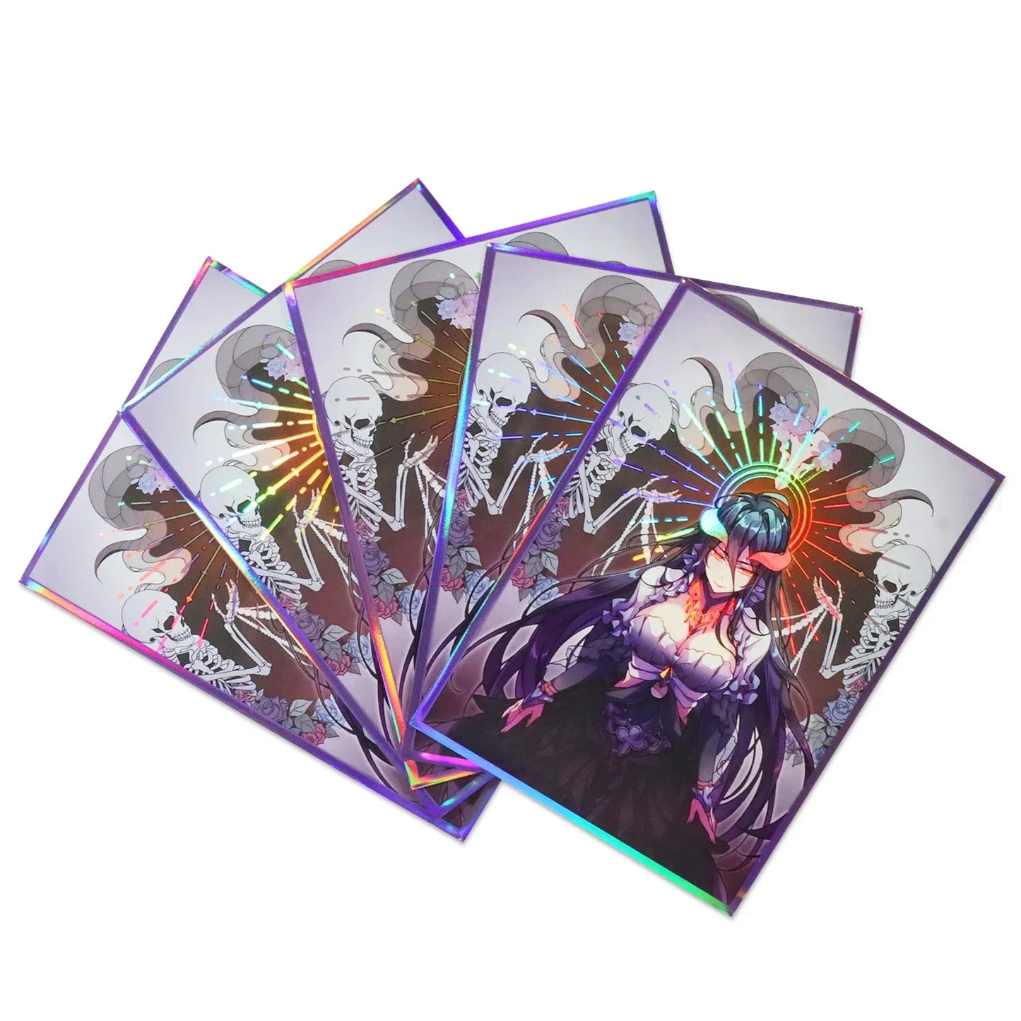 Albedo Holographic Card Sleeves 67x92mm — Anime Trading Card Protectors for PKM & MTG Standard Size