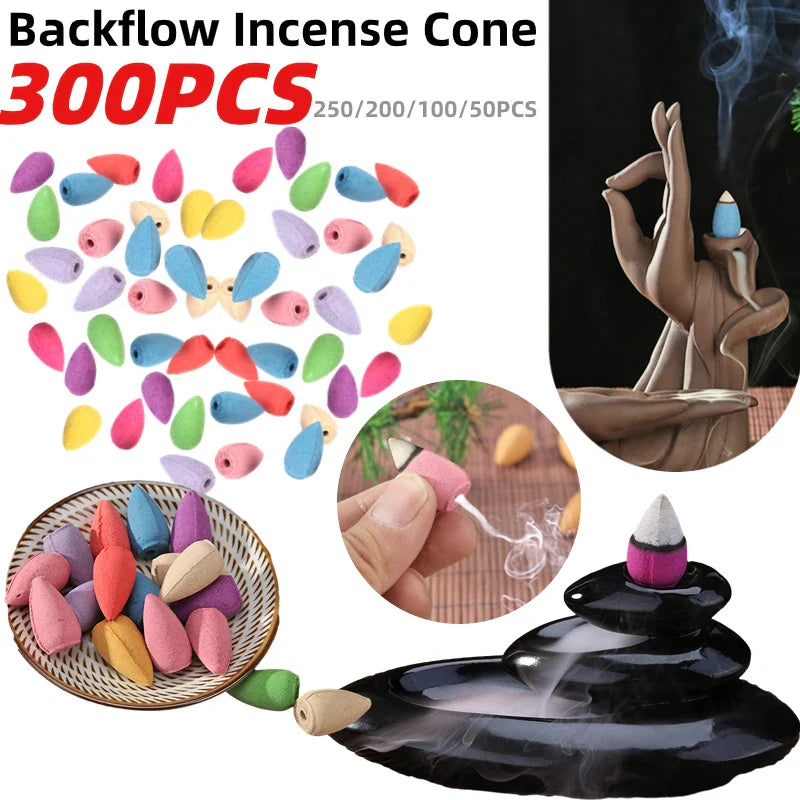 Natural Incense Mixed Backflow Cones – Waterfall Smoke Burner for Aromatherapy, Tea Room, Yoga, & Meditation