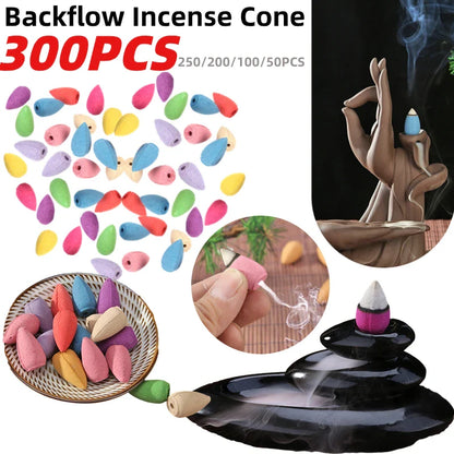 Natural Incense Mixed Backflow Cones – Waterfall Smoke Burner for Aromatherapy, Tea Room, Yoga, & Meditation