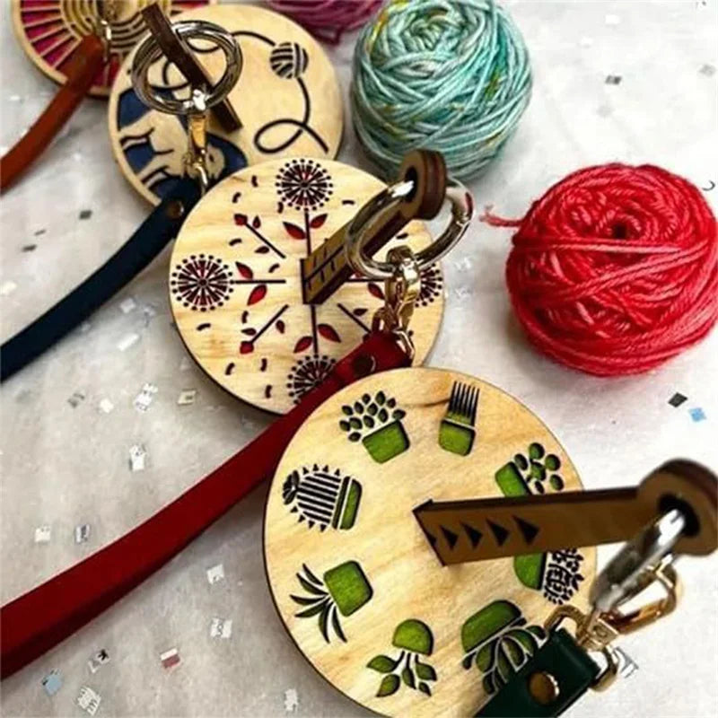 Wooden Yarn Holder Stand with Wrist Strap - Spinning Knitting Tools, Crochet Accessories, Sewing Thread Spool Organizer, Wool Ball Winder