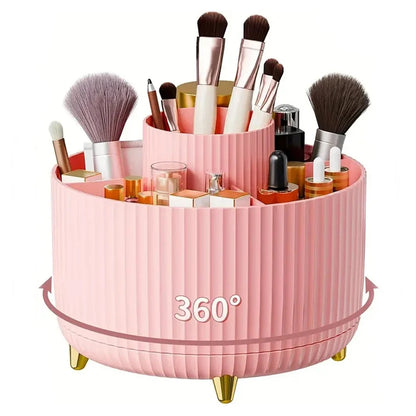 360° Rotating Makeup Brush Holder - 5 Slot Cosmetic Organizer for Brushes, Skincare & Vanity Storage
