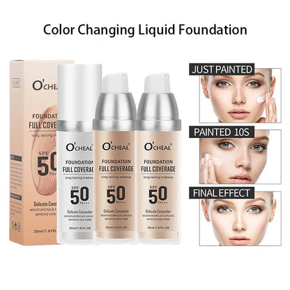 Color Changing Liquid Foundation – Concealer, Face Primer, Long-Lasting Moisturizing BB Cream Base Makeup for Women