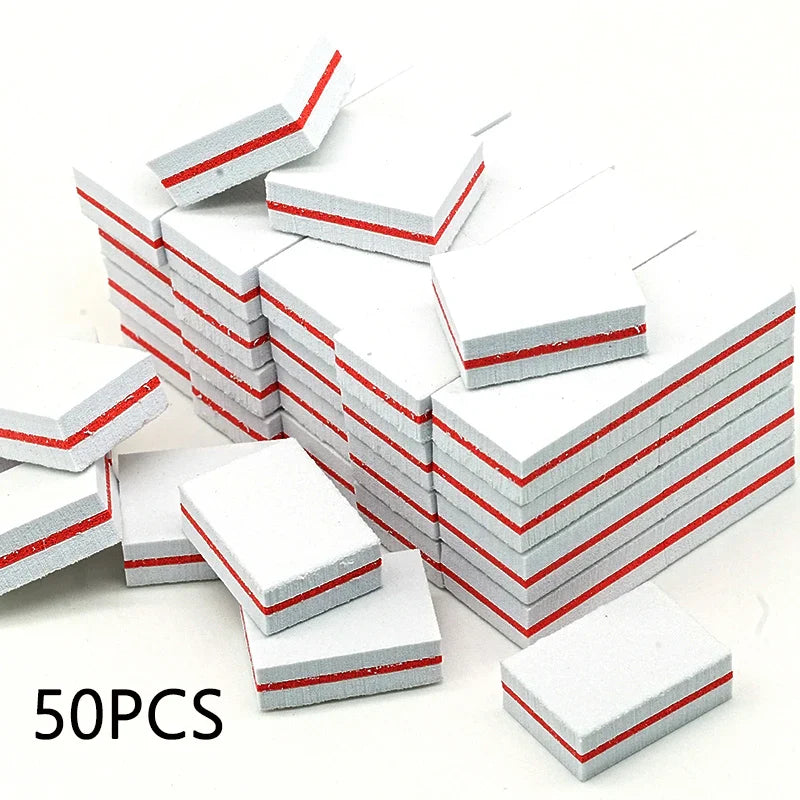 50Pc Professional Mini Nail Art Buffer - 100/180 Grit Sandpaper Manicure Care File - Polishing & Grinding Equipment Tool