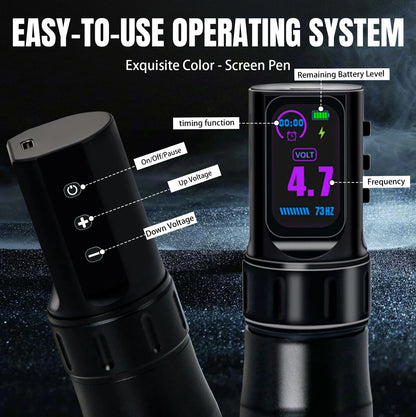 Wireless Tattoo Pen Machine – Dual Mode Direct Drive with IPS Screen, 1800mAh Battery & Timing Function for Professional Tattoo Artists