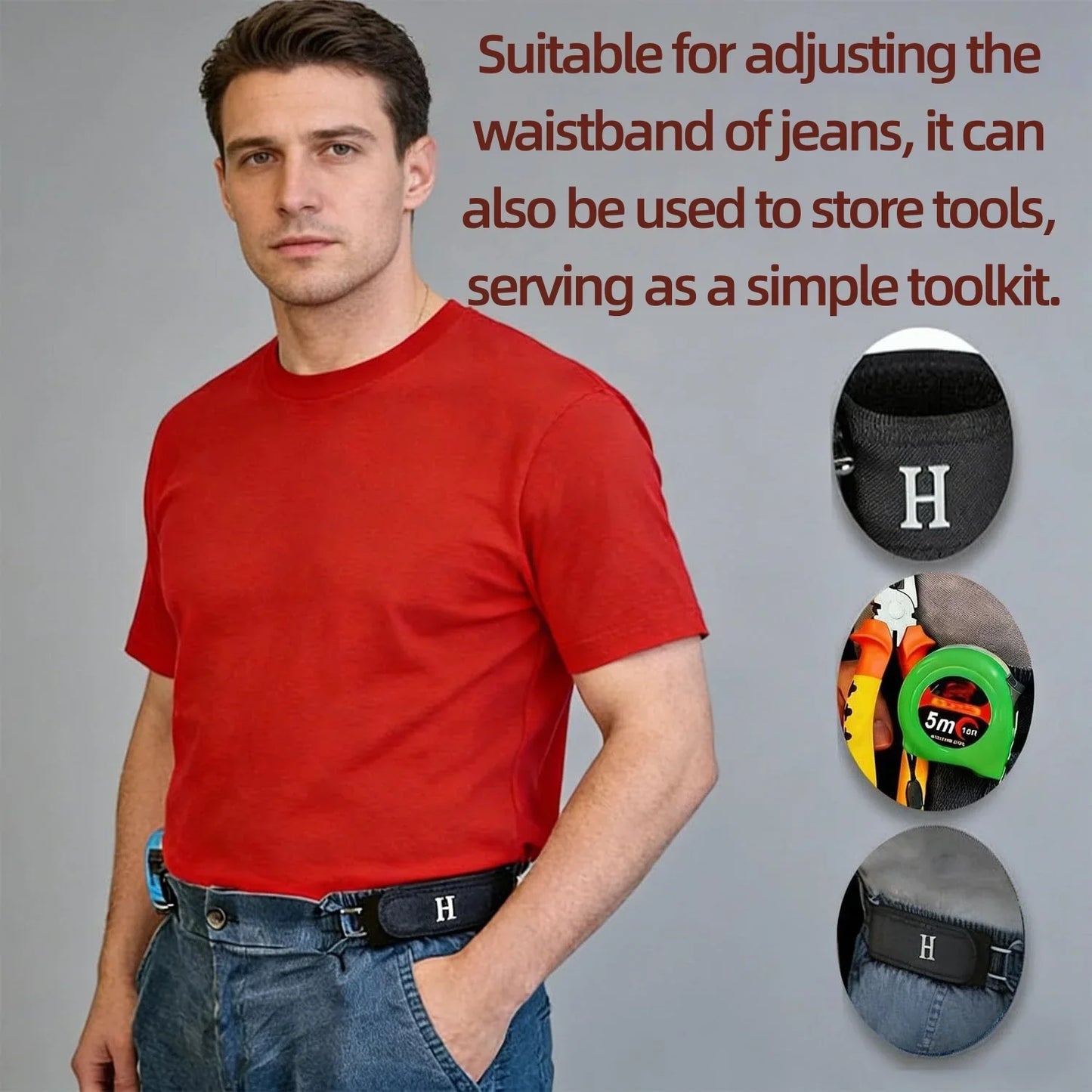 Adjustable Elastic Buckleless Waist Belt with Velcro Hook – Casual Stretch Belt for Men, Comfortable Gift Accessory