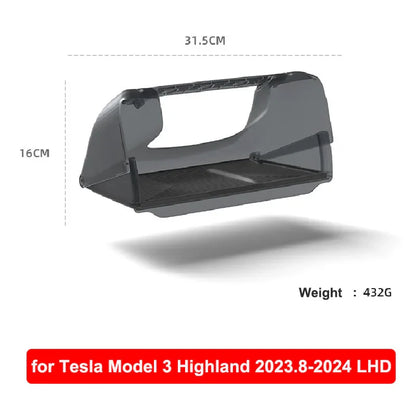 Hidden Under-Screen Storage Box for Tesla Model 3 Highland & Model Y 2024 LHD – Center Console Organizer Tray