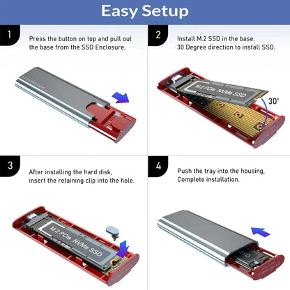 M2 SSD Case – M.2 NVMe SATA SSD Enclosure Adapter, 10Gbps USB 3.2 Gen2, USB-C External Enclosure, Supports M, B & B&M Keys