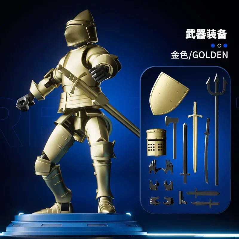 Knight Action Figures Paladin - 13-Jointed Movable Shapeshift Robot, 3D Printed Mannequin Character Toy, Kids Gifts