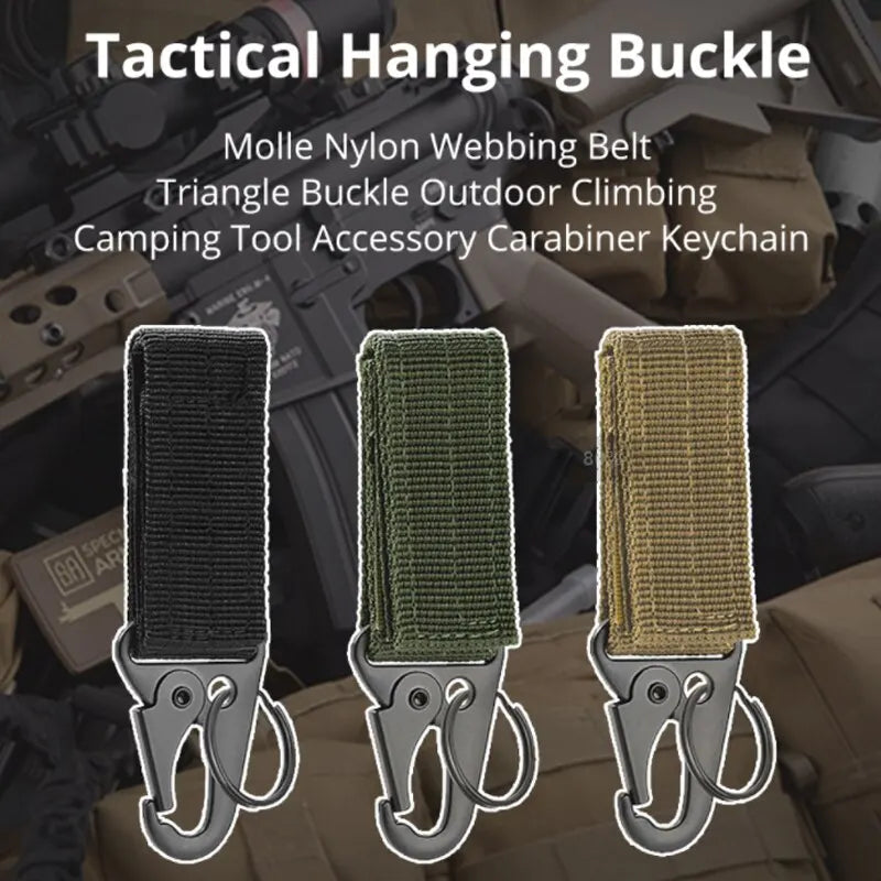 2pcs Tactical Hanging Buckle: Molle Nylon Webbing Carabiner Belt Triangle Keychain for Outdoor Climbing & Camping