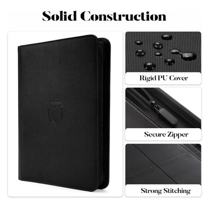 9-Pocket Zipper Card Binder - 360 Trading Card Holder Book, Premium PU Cover, Durable Side Loading Card Binder