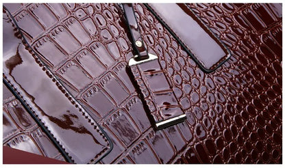 Luxury Vintage Crocodile Pattern Handbag – Women’s Large Leather Tote & Shoulder Bag