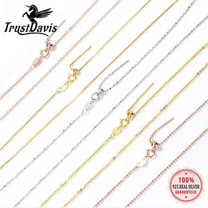 TrustDavis 925 Sterling Silver Cross Necklace – Box Chain Pendant, Universal Jewelry for Women, Wedding & DIY
