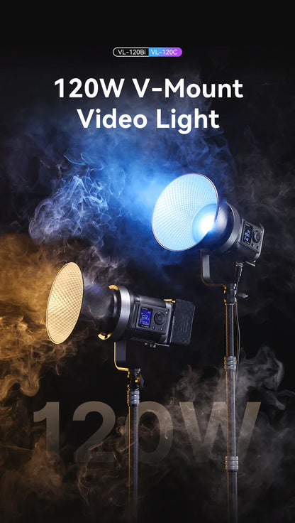 Ulanzi VL-120Bi VL-120C 120W V-Mount COB Light – Wireless APP Control, 2700K-6500K Video Light for Skit Video Photography