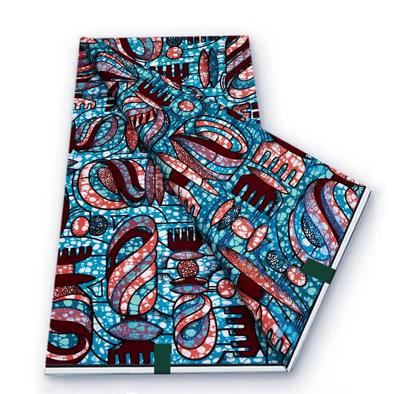 2026 African Real Wax Fabric - 100% Cotton Soft Ankara Batik Gold Print