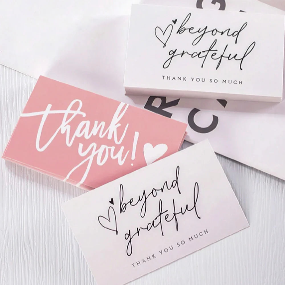 50pcs Thank You Business Cards – Customer Appreciation Gift Tags for Cake Decoration, Retail Packaging & Small Business Branding Cards