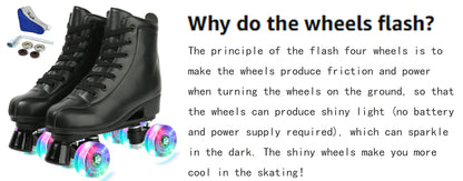 PU Leather Roller Skates – Inline & Quad Skating Shoes, Flashing 4-Wheel Sneakers, Europe Size, Training & Fun