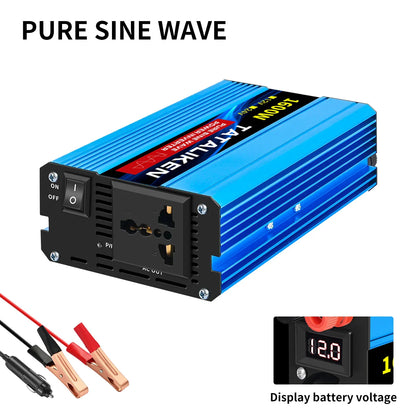Pure Sine Wave Power Inverter 1000W–4000W – DC 12V/24V to AC 220V 50Hz Converter with Universal Socket Charger Adapter