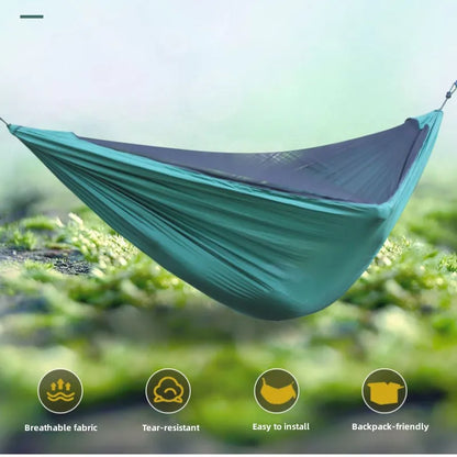 2-Person Outdoor Camping Hammock with Mosquito Net | Lightweight Hanging Hammock 2.8x1.4m/9.2x4.6ft - Tree Straps & Swing Backpack