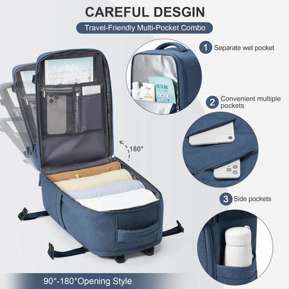 Travel Backpack 40x20x25cm – Cabin Bag for Ryanair, Airplane Carry-On, School, Laptop & Leisure, Women & Men