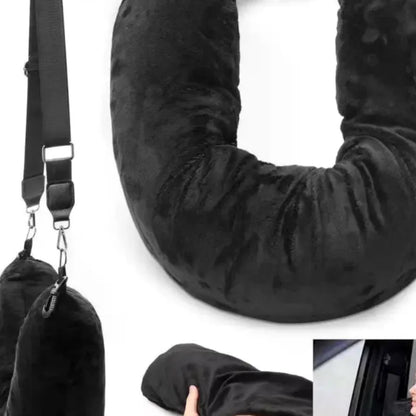 Travel U-Shaped Neck Pillow with Fillable Clothing Storage Bag – Crystal Fleece Pillowcase for Airplane & Comfort Travel Support