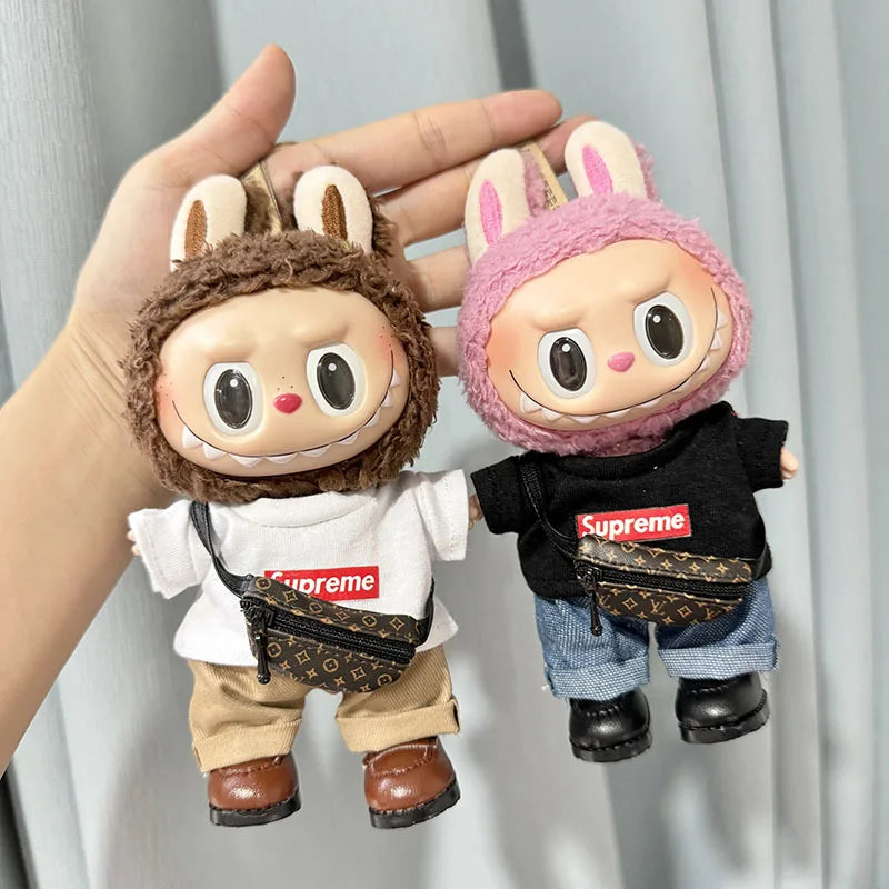 17cm Lovely Labubu Doll Clothes - First & Second Generation Supreme Clothing Set, Multi-Color Outfits