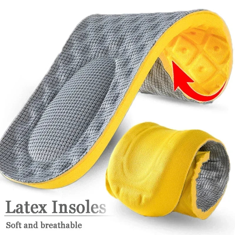4PCS Soft Latex Memory Foam Insoles – Breathable Orthopedic Shoe Inserts for Men & Women Sports Running Foot Support Cushion Pads