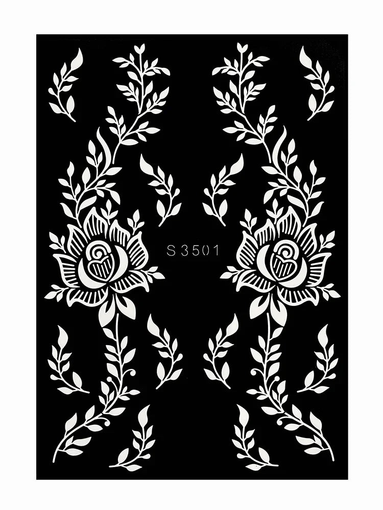 Reusable Henna Stencil Templates for Hand & Body – Floral Tattoo Stencils for Women, Weddings & Festivals Body Art Makeup Tools