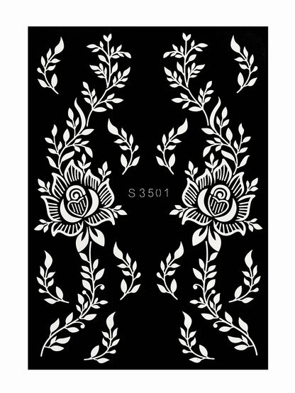 Reusable Henna Stencil Templates for Hand & Body – Floral Tattoo Stencils for Women, Weddings & Festivals Body Art Makeup Tools