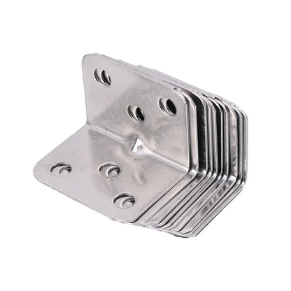 50/10PCS Universal Stainless Steel Corner Bracket | 90 Degree Right Angle Fixed Bracket for Wood Furniture, Bedframe, Cabinet Accessories