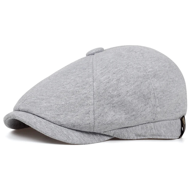 Men's Retro Newsboy Cap - Octagonal Flat Hat with Herringbone Design, British Painter Style Beret for Autumn and Winter