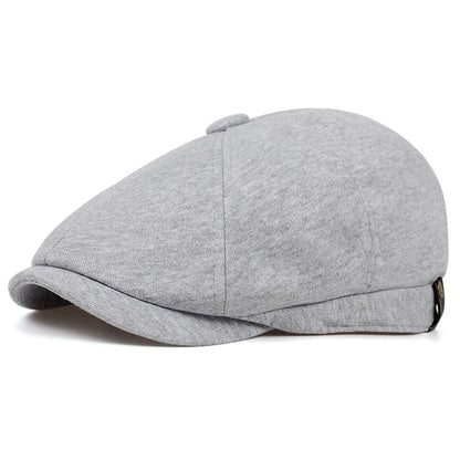 Men's Retro Newsboy Cap - Octagonal Flat Hat with Herringbone Design, British Painter Style Beret for Autumn and Winter
