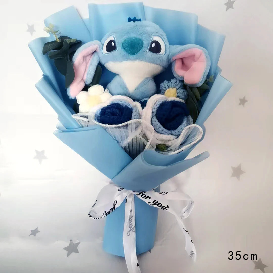 Lilo & Stitch Bouquet PVC Anime Stuffed Doll – Rose & Sunflower Gift for Birthday, Valentine’s & Christmas Day