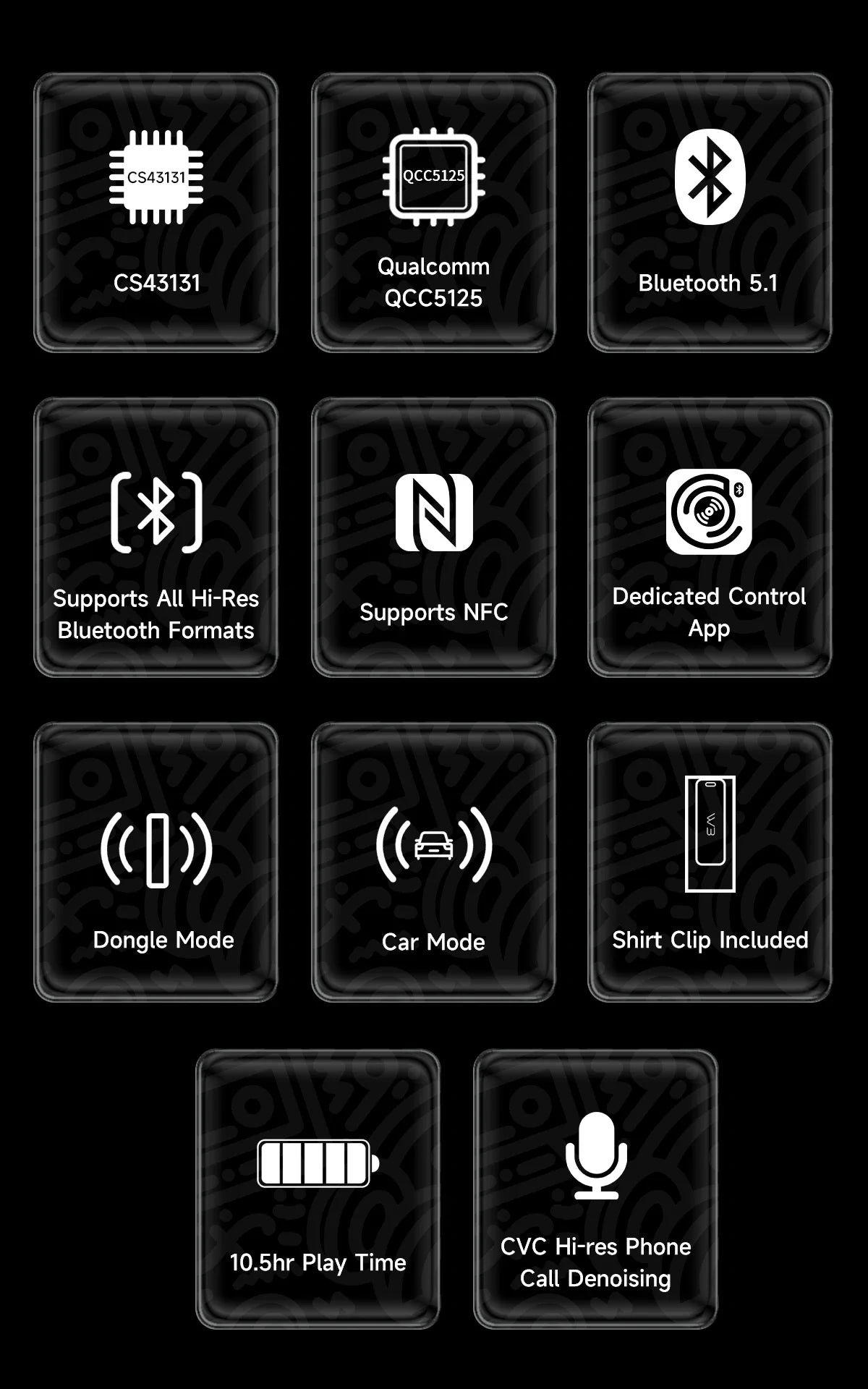 HiBy W3 II/W3 GEN 2 Type C USB DAC Dongle - Wireless Bluetooth Decoder, Headphone Amplifier, AMP, CarPlay, NFC, CVC Mic for Android & iOS