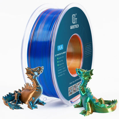 Geeetech Tri-Color Silk PLA 3D Printer Filament – 1.75mm, 1KG Spool, Vacuum Pack, Special Colors