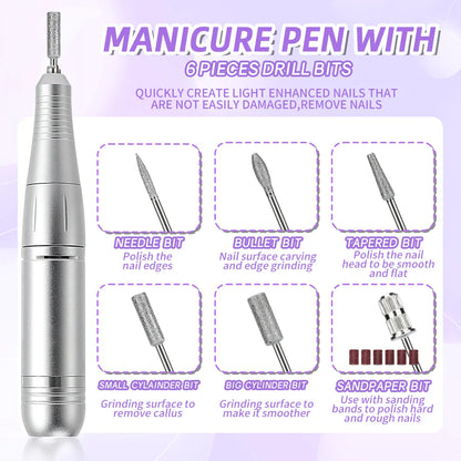 45000RPM Portable Rechargeable Nail Drill Machine – Low Noise Nail Sander & File for Manicure Salon Use