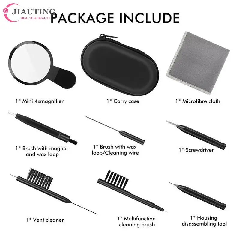 1-9PCS Hearing Aid Cleaning Tool Set – Brushes, Vent Cleaners, Magnets & Wax Loops for Ear Device Maintenance