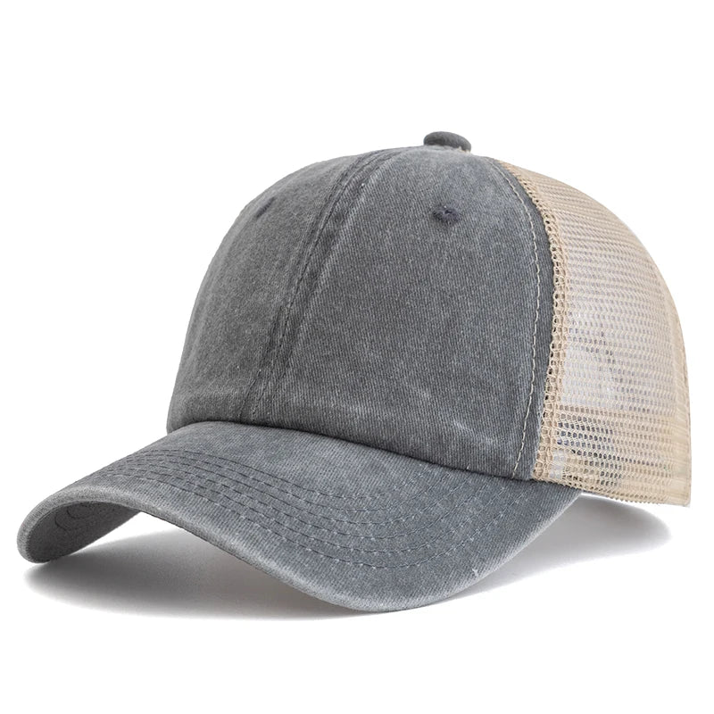 Unisex Washed Cotton Trucker Hat - Multi Color Casual Baseball Cap for Men & Women