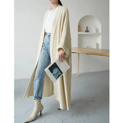 Thick Loose Long Cardigan Sweater Coat – Long Sleeve Warm Knit Outerwear, V-Neck Casual Office Jacket for Women, Fall & Winter