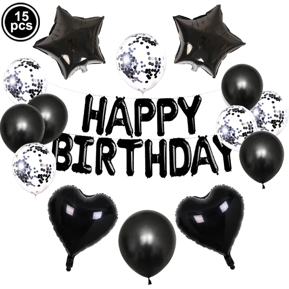 16-Inch Happy Birthday Foil Balloons Set – Pink & Blue Letter Balloons for Birthday Party Decoration