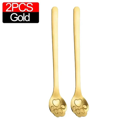 Cute Cat Claw Stainless Steel Spoon Set (1/8PCS) – 304 Dessert, Ice Cream, Coffee & Tea Spoon Kitchen Tableware