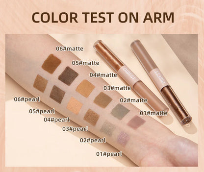 QIBEST Double-Head Glitter Liquid Eyeshadow – Contour Blush, Shimmer & Matte Pigment for Natural Cheek & Eye Makeup