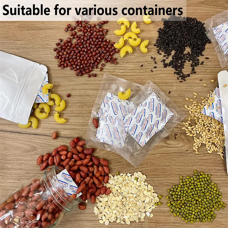 Vacuum Sealed Bags with Oxygen Absorbers — 150Cc Food Storage Bags & Jars for Long-Term Dry Food Preservation